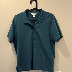 Athleta Green Fitted Buttoned Polo Top